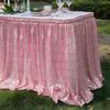 Gold Sequin Table Skirt Pleated Ruffle for Round/Rectangle/Square Table for Baby Birthday Party Banquet Wedding Christmas.