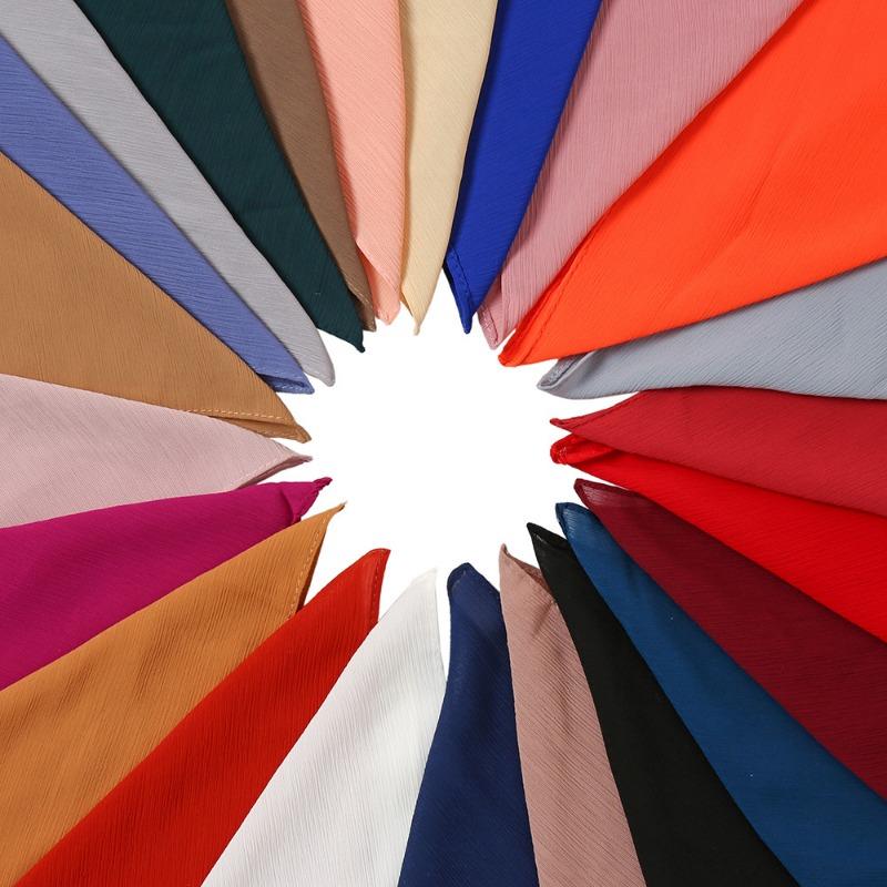 Monochrome natural wrinkled chiffon headscarf breathable pleated bag headscarf YW breathable sunscreen