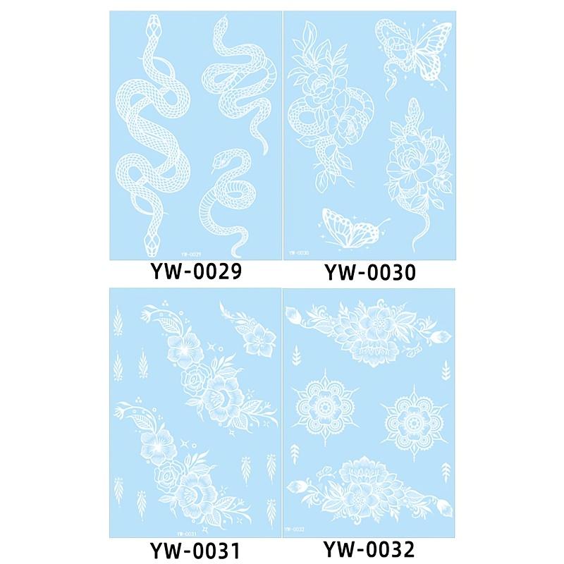 

Flowers Luminous Finger Butterfly For Women Men Fake Tatoo Long Lasting Waterproof Body Art Temporary Tattoo Sticker 4sheets/set Jewelry Style4 білий