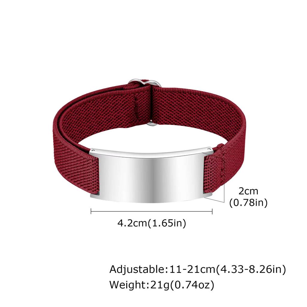 Vnox Free Engraved Curved Plate Bracelets Elastic Wristband for Men Women, Stainless Steel Adjustable Band, Personalized Jewelry