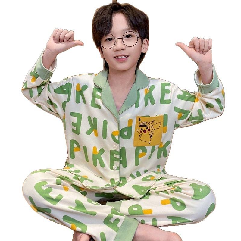 2026 New Cotton Cartoon Pajamas for Boys & Girls - Autumn Long Sleeve Set for Kids