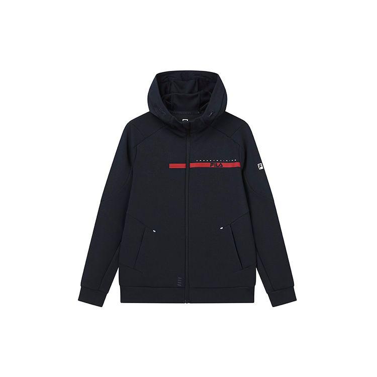FILA Athletics Printed Logo Sports Knit Hooded Jacket Men jackets Royal-Blue A11M211503FNV L