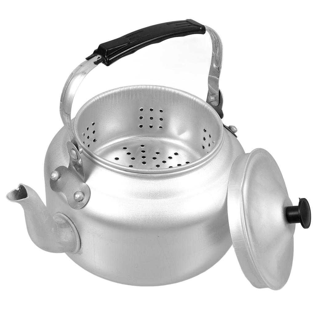 Portable Aluminum Teapot With Handle Lid Small Lightweight Kettle For Camping Coffee Pot Silver Metal Tea Boiling Water Filter