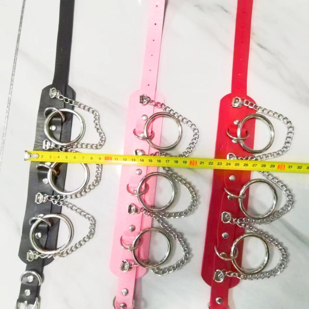 VaHppy Seks zabawka Do Slave Collar Neck stal nierdzewna + skóra 43*5CM 140g 4kolory Punk Moda Cosplay SM BDSM Seks gry bondage