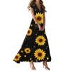 Boho Dress For Women Casual Loose Fit Summer Sundress Floral Print Dress With Pocket