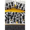 Parure de lit - 1 housse de couette 220 x 240 cm + 2 taies d'oreiller 60 x 60 cm - 100% coton renforcé - Noir
