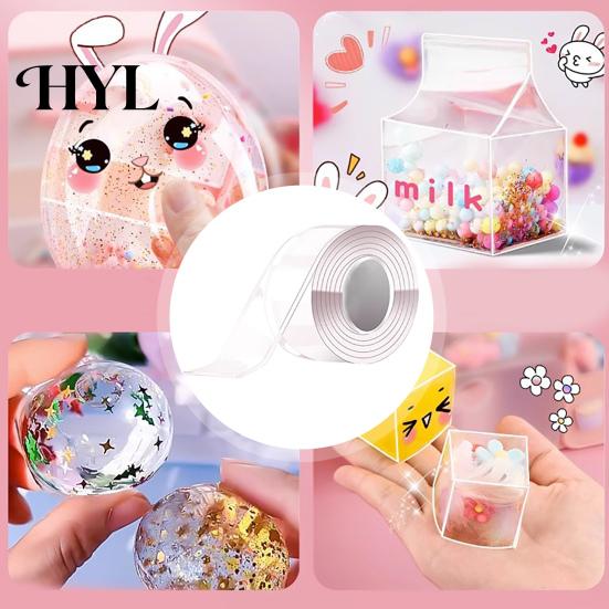 Funny Nano Bubble Tape 1 Set 300CM Toy with Straw Charm Sticker Inflator High Elasticity Tweezer Adhesive Stress Relief DIY Craft Making Kit Children