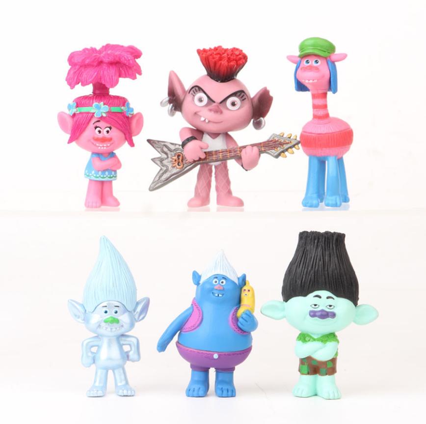 Adorable 6pcs Movie Trolls Poppy Branch Action Figures Perfect For Kids Parties