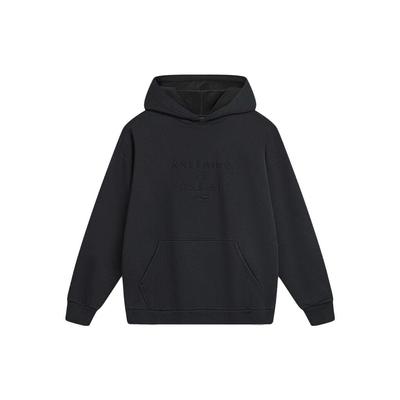 Li Ning Tek Renkli Polar Kapüşonlu Sweatshirt Erkek üst Siyah AWDT747-3