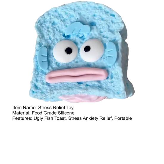 Cartoon Toast Squeeze Toy Stress Bread Sensory Toy Anxiety Relief Stretchy Soft Simulated Food Pinch Fidget