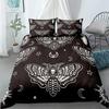 Schwarzer Tod Motte Bettwäsche Set Gotisches Totenkopf Bettbezug Set Schmetterling Bettwäsche 2/3 Stück Mond Sterne Luxus Heimtextilien
