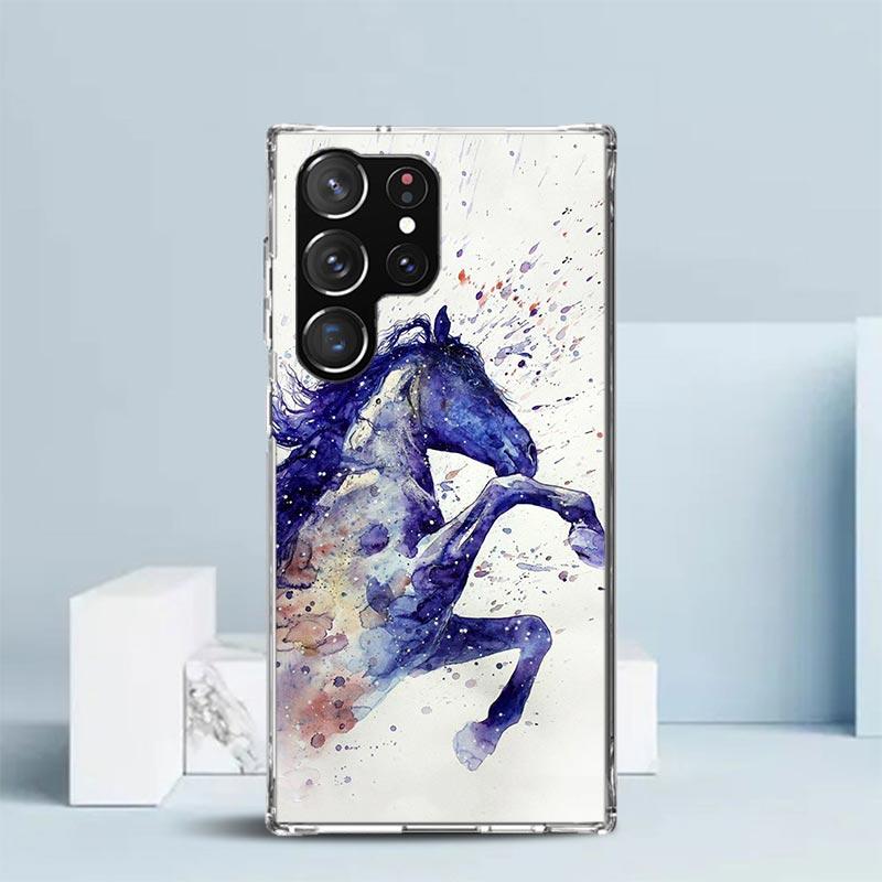Animal Oil Painting Horse Phone Case For Samsung Galaxy S24 S25 Edge S26 Ultra S22 S23 Plus S21 + S20 FE Soft TPU Back Cover Gal
