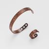 Temu Plum Blossom Magnetic Bracelet & Vintage Flower Ring Set - Adjustable Antique Red Copper for Men & Women