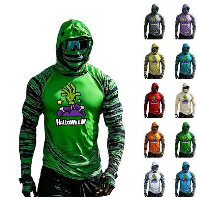 Herren Raglan Hoodie mit langen Ärmeln, Farbblock und Sonne, Halloween-Print (Brillen nicht enthalten )