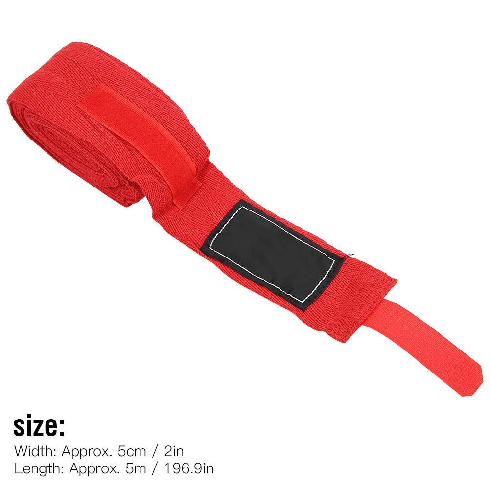 2PCS 5M Cotton Lengthened Boxing Hand Wraps Handwraps Bandages for Training (Red)