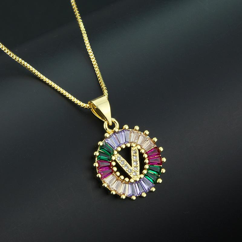 European and American simple 26 letter necklace directly from the manufacturer color zirconium English temperament pendant necklace wholesale