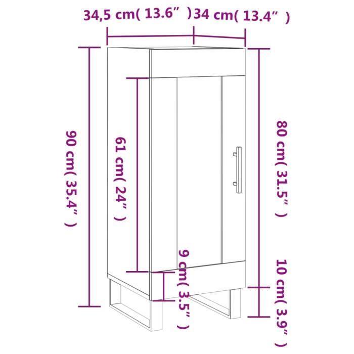 VidaXL Buffet blanc 34,5x34x90 cm bois d'ingénierie 830468