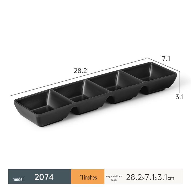 Black Melamine Dipping & Snack Dish with 2-3 Compartments