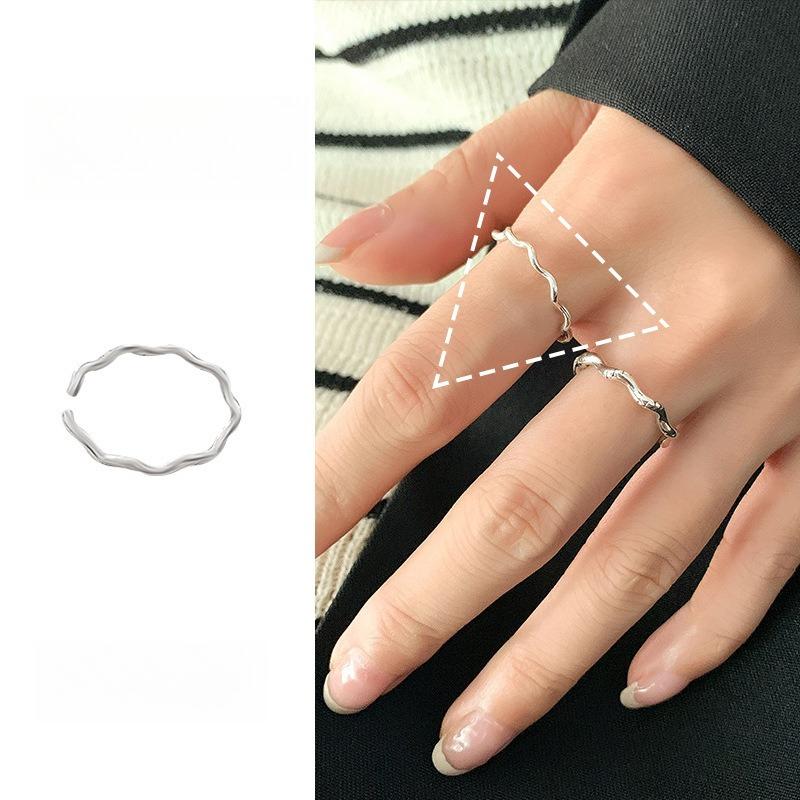 Personality Minimalist Neutral Style Open Rings, Retro Thai Silver Plated Copper Ins Niche Trendy Jewelry 50 Styles 113