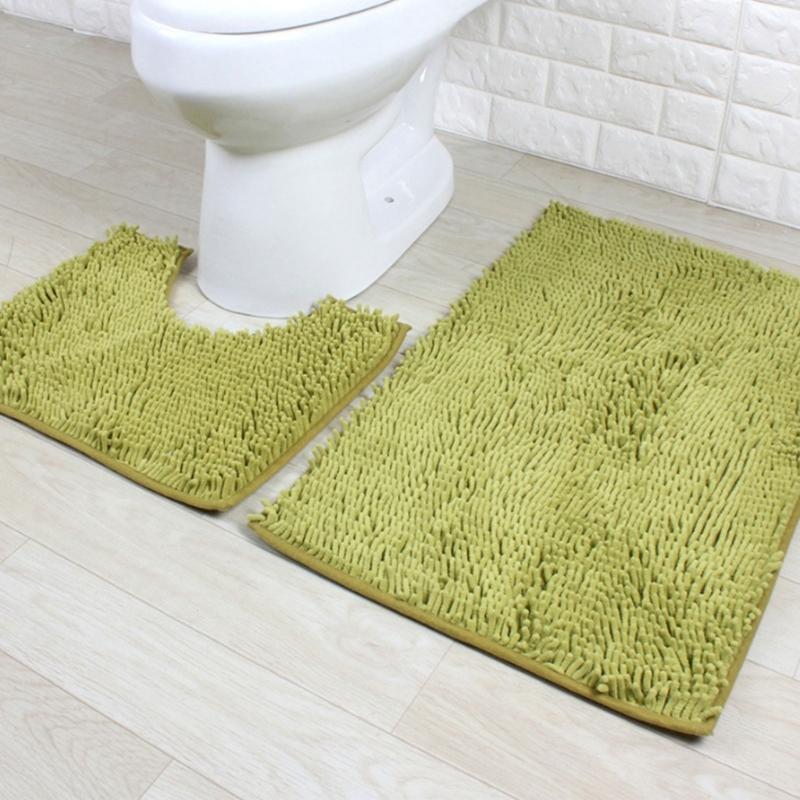 Bathroom Rugs Chenilles Bath Mats Set of 2 Nonslip Bath Mats Super Absorbent UShaped Carpets Decoration Machine Wash