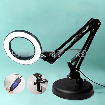 LED-Schreibtischlampe mit langem Arm und Lupe zum Augenschutz, Lesen, Lernen, Schweißen, Wartungsarbeiten und zur Identifikation.