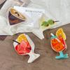 Cocktail Theme Hair Claw Large Shark Clip Casual Grasping Clip  Women Hair Accessories