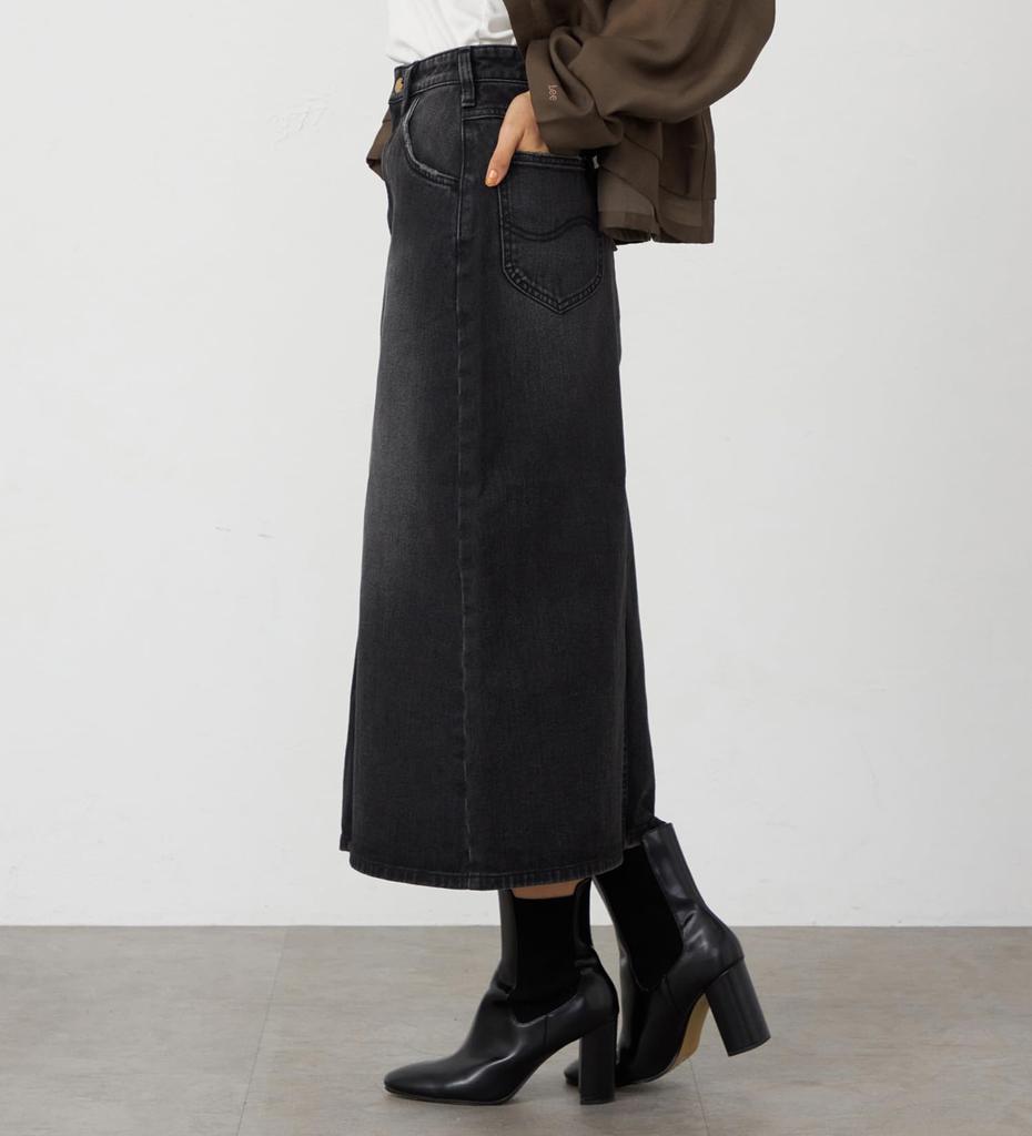 Lee BABE Stretch Denim Skirt In Sizes Black Denim Mid-Length (Available XS-XL) Women's