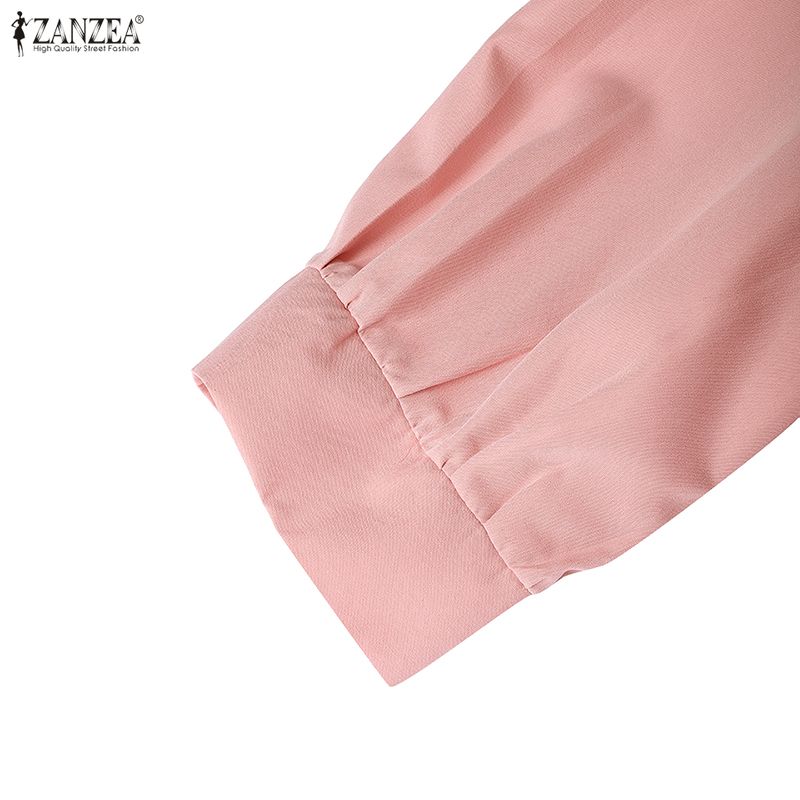 ZANZEA Women Turn Down Collar Long Sleeve Loose Casual Shirt Dress