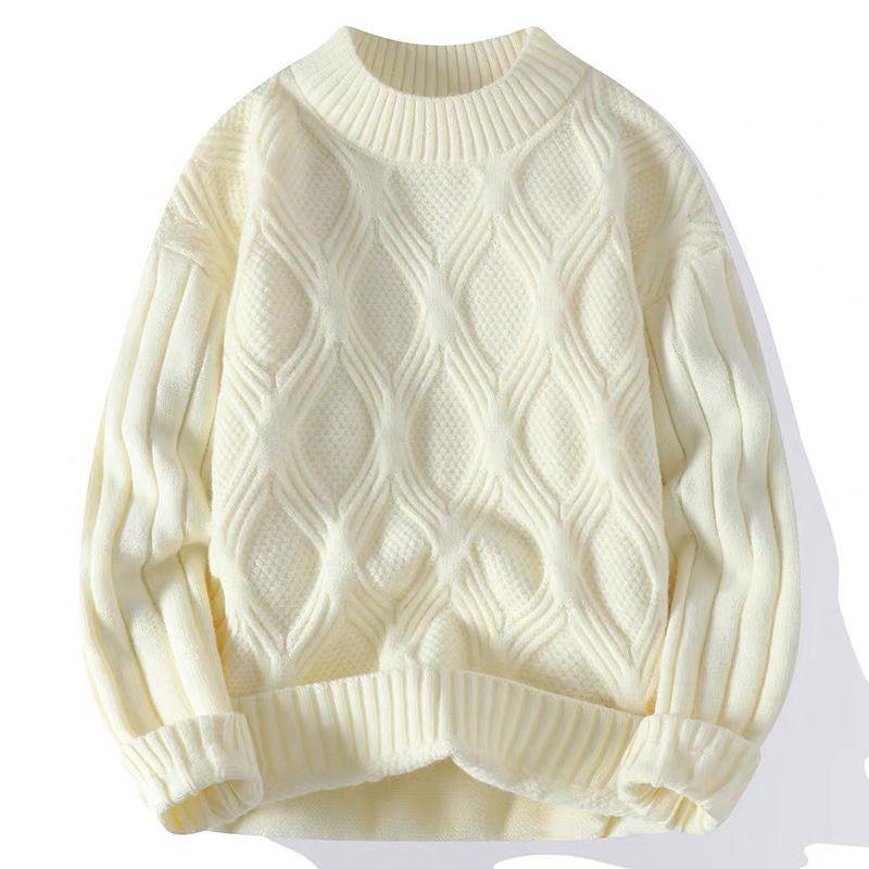 Men's Teen Fleece-Lined Winter Crew Neck Sweater - Warm, Thick, Trendy Knit