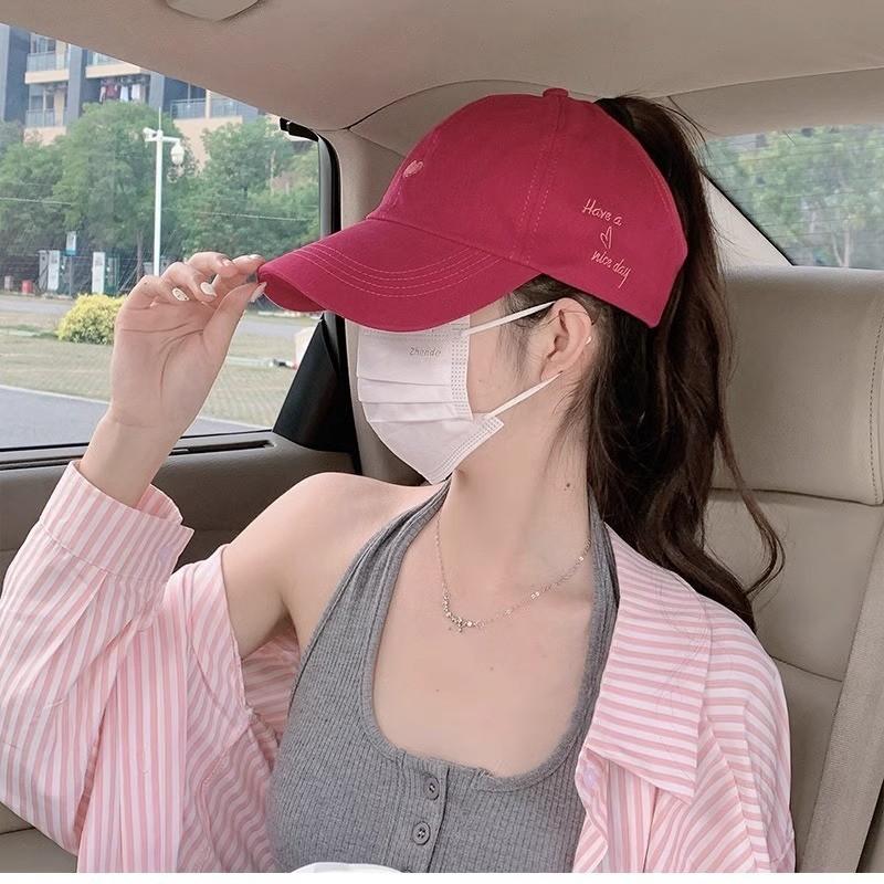Trendy 2024 Adjustable Cotton Baseball Cap For Women With Ponytail Opening And Sun Protection