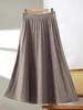 100% Pure Wool Women's Spring-Autumn Mid-Length High-Waisted Pleated A-Line Cashmere Knitted Umbrella Skirt