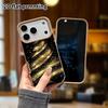 Phone Case: Lambskin 2D Flat Samsung Galaxy A34 A35 M05 M06 S20 S22 S21 FE Plus 5G Protective Case, Black Gold Glitter, Christmas and Halloween Gift