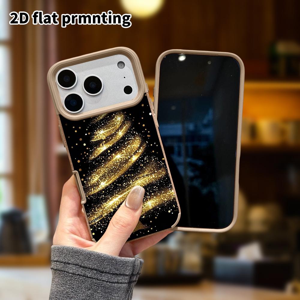 Phone Case: Lambskin 2D Flat Samsung Galaxy A34 A35 M05 M06 S20 S22 S21 FE Plus 5G Protective Case, Black Gold Glitter, Christmas and Halloween Gift