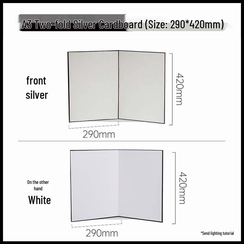 A3 Foldable Photography Reflector Fill Light Board - Black, White, Silver Card