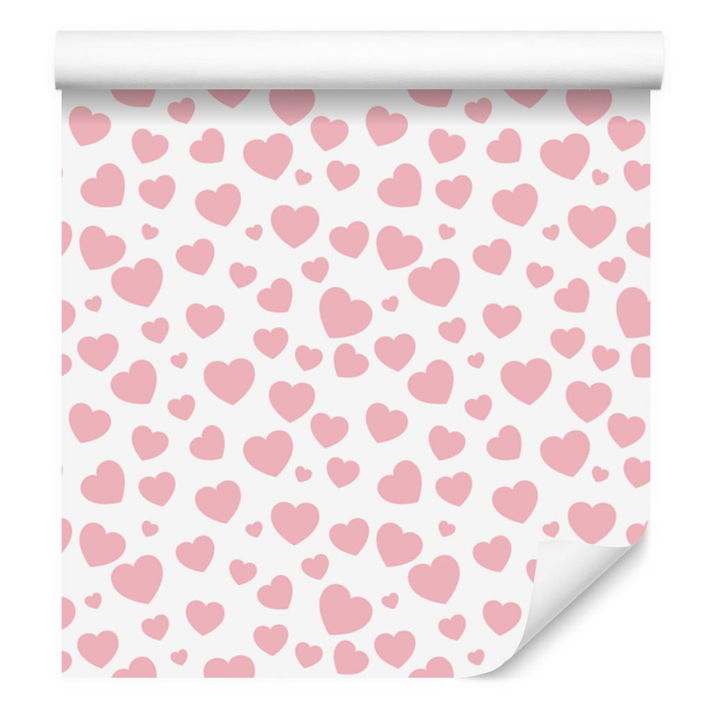 Hearts Wallpaper White and Coral 50x1000