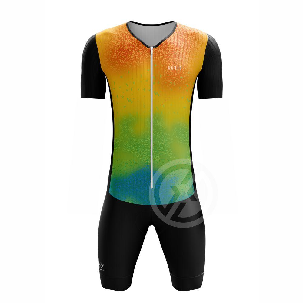 Summer Men's Triathlon Suit Cycling Short Sleeve Skinsuit Ropa Conjunto Ciclismo Road Bike Tights Jumpsuit Bicycle Clothing