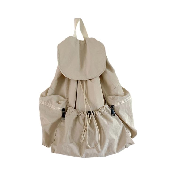 Модный школьный рюкзак большого объема сумки для книг складные сумки на завязках для девочки-подростка бежевый 2660₽