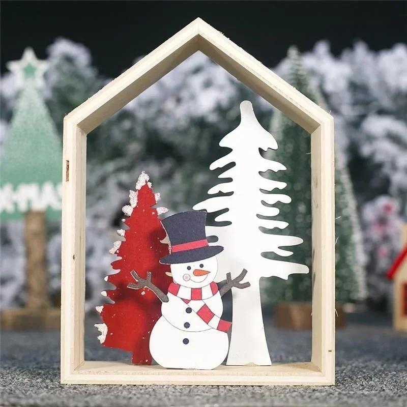 

Рождественские украшения для стола для дома Рождественские украшения DIY Елка Снеговик Украшение Лось Хижина Новый год Женские подарки snowman