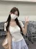 Spring/Summer Korean Style Slim-Fit Bow Tie Lace-Up Short-Sleeved T-Shirt for Women