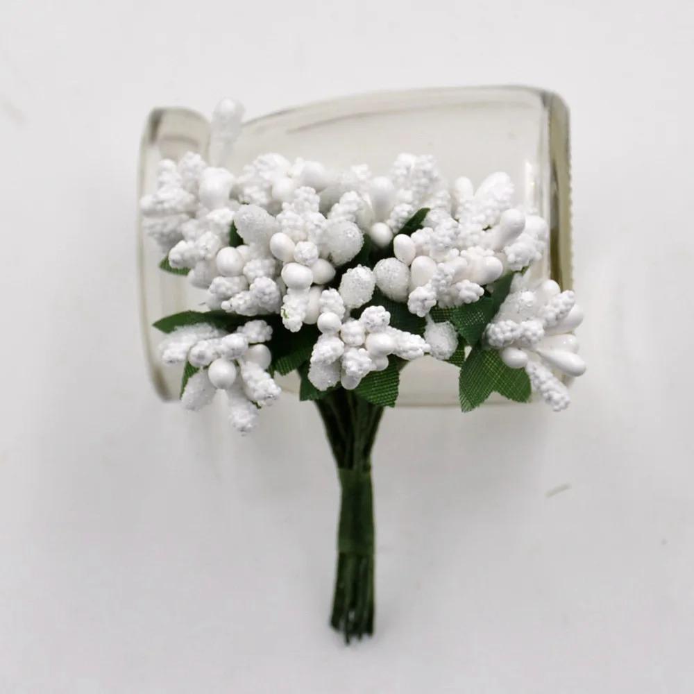 

12/36/72/144 шт. Мини тычинки цветок Искусственные цветы Ремесло Поддельные цветы Для свадебного букета Вечеринка Коробка Скрапбукинг Декор 12PCS белый