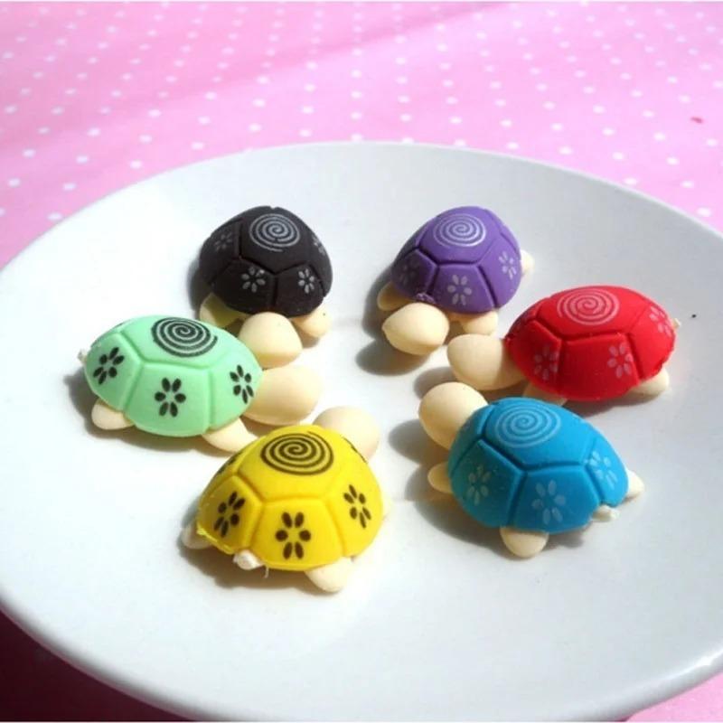10Pcs/Set Cartoon Lovely Little Turtle Eraser Kids Colorful Stationery School Supplies Random Color  Home Decoration