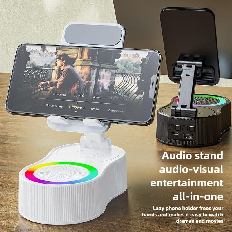 360 Rotary with Lifting Mobile Phone Holder Power Bank Bluetooth Speaker Mini Portable Ambient Light Audio