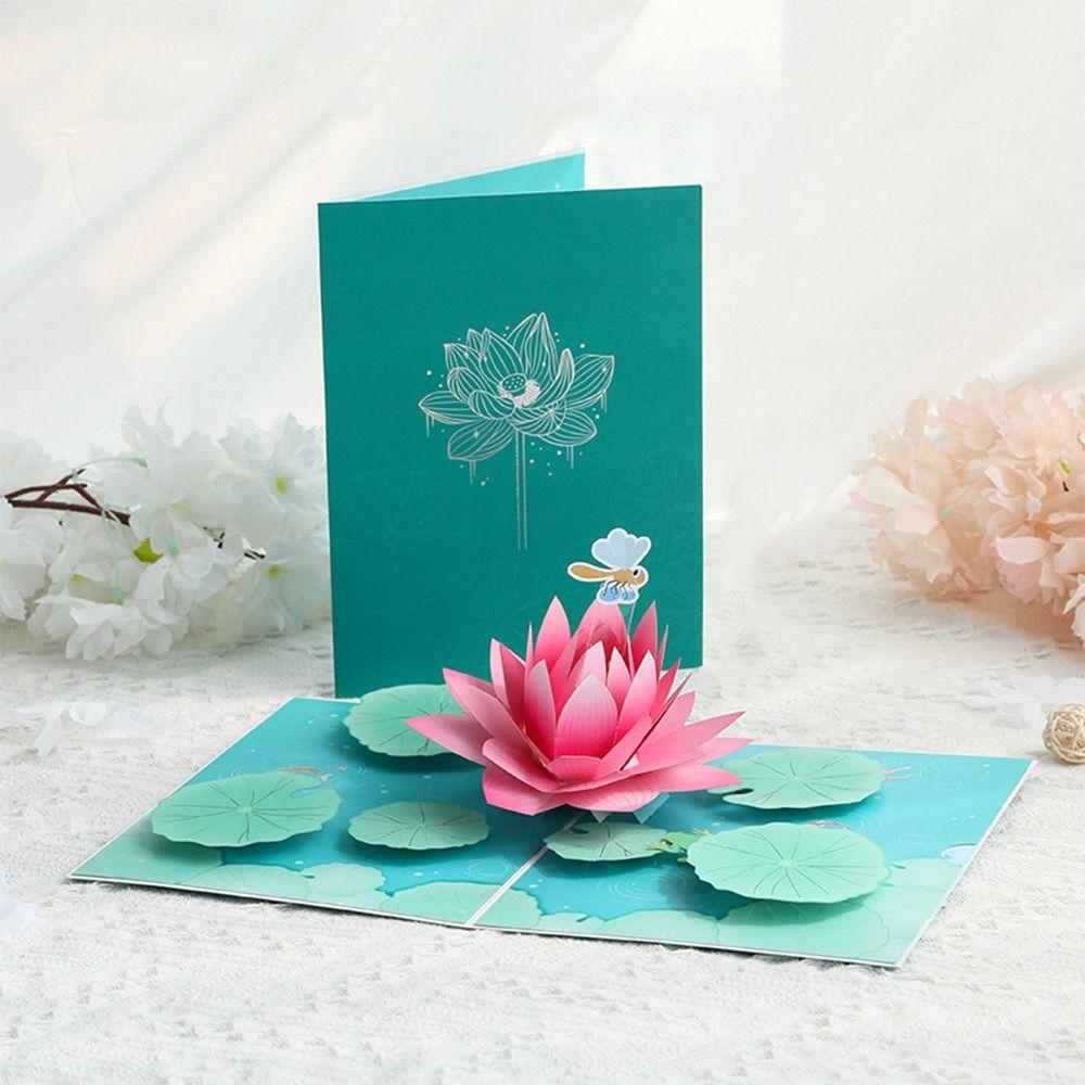 

Поздравительная 3D-открытка с пожеланиями Открытка с благодарностью на бумаге Открытка с изображением лотоса и луны ко Дню матери