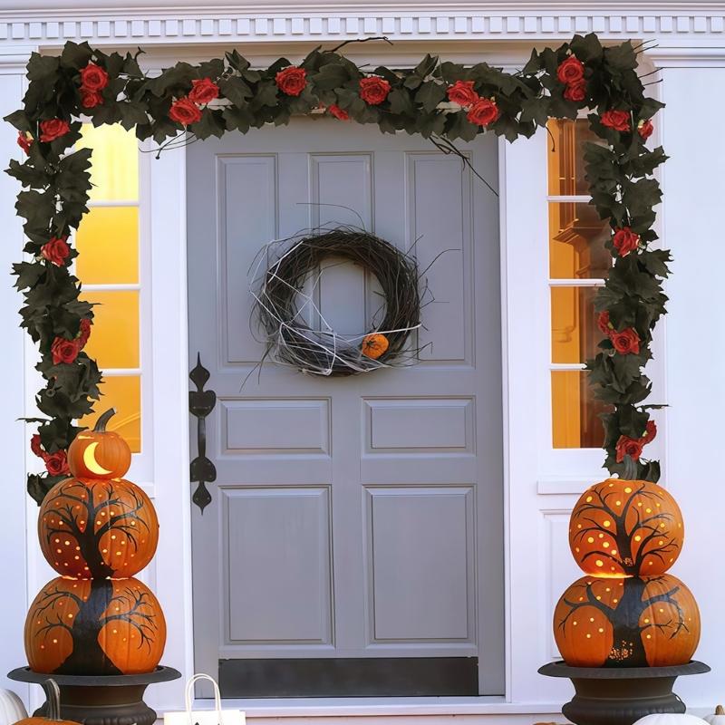 Fall Hanging Vine Decors, 200 Cm Artificial Garland for Halloween Door Frame Styling, Wall Accent, Entryway Display
