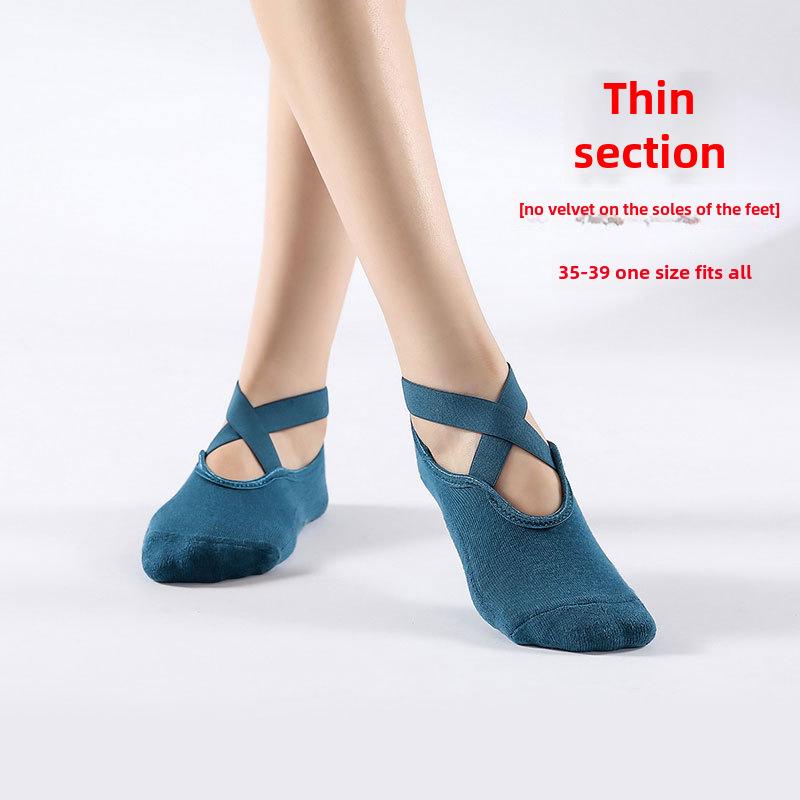 Women's Anti-Slip Cotton Yoga Socks for Autumn & Winter - Instep-Exposed Pilates & Dance Fitness Socks