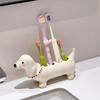 Creative Dachshund Toothbrush Rack 4 Holes Cute Siamese Dachshund Ceramic Bathroom Sink Washstand Toothbrush Holder Decoration