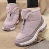 Waterproof Women Winter Ankle Boots Front Zipper Plush Snow Boots Non‑Slip Warm Outdoor Cold‑Proof Short Booties