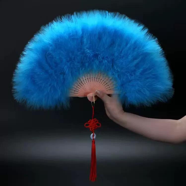 Internet-Famous Feather Fan, Fully Velvet Thickened, Standard Fairy-Like Cheongsam, Catwalk, Children's Stage Performance Dance Fan