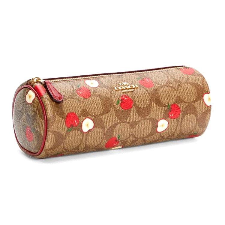 

Coach 21 Red Apple Print Canvas And Leather Makeup Brush Bag Women Cosmetic Bag Khaki 6980-IME7V Khaki