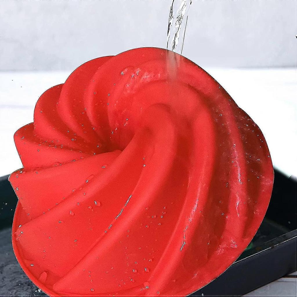 2 Pack Silicone Bundt Cake Pan, Fluted Pound Jello Baking Molds, 9.5'' Non-stick Round Tube Cake Pan Mold For Jello, Buntcake, Gelatin, Bread, Birthda